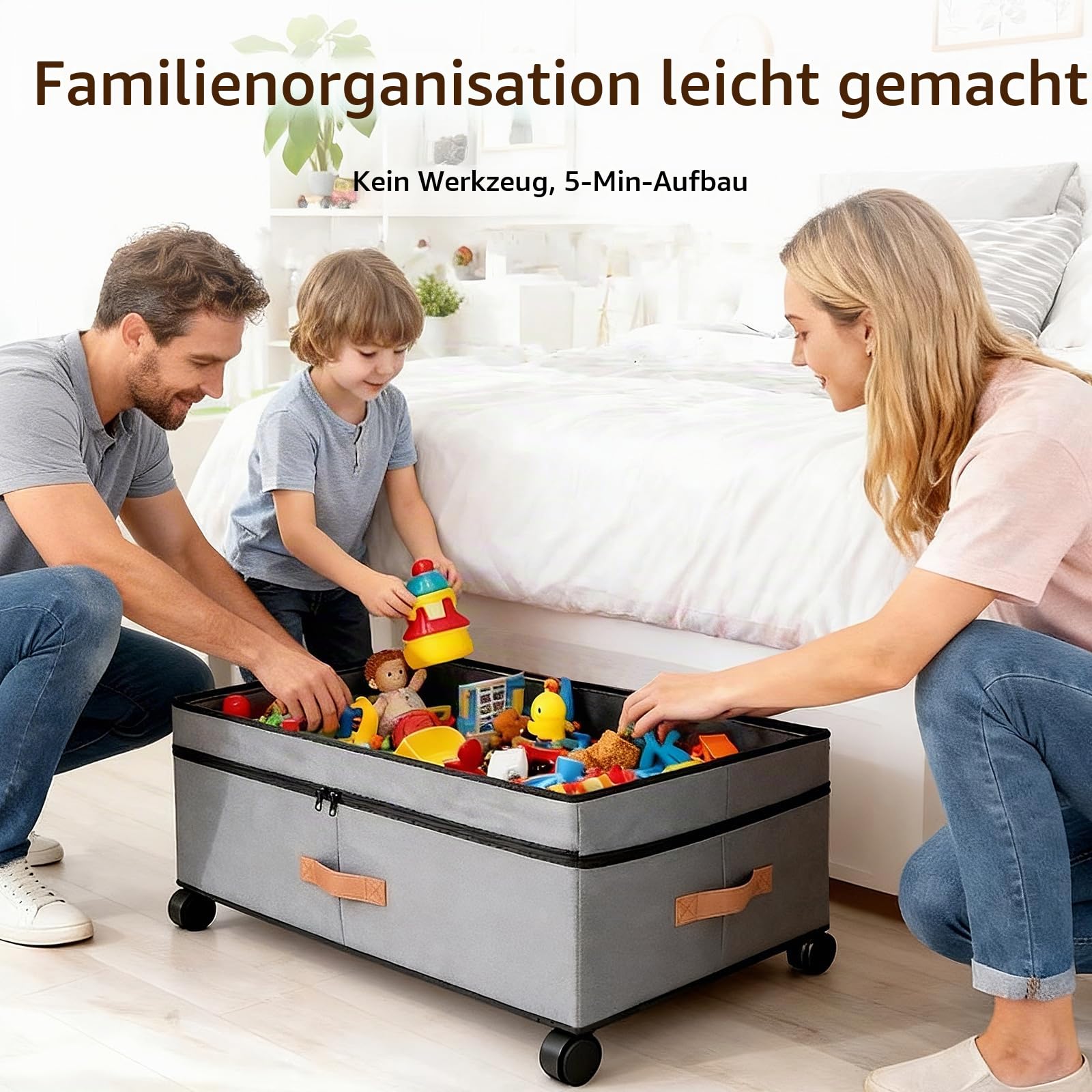 Unterbett-Aufbewahrungsbox mit Rollen,2 Stück 72L(78x42x24cm),Unterbettkommode mit Rollen,360°Drehung& große Kapazität, Waschbar, Zusammenklappbar,für Kleidung, Schuhe, Spielzeug und Decken
