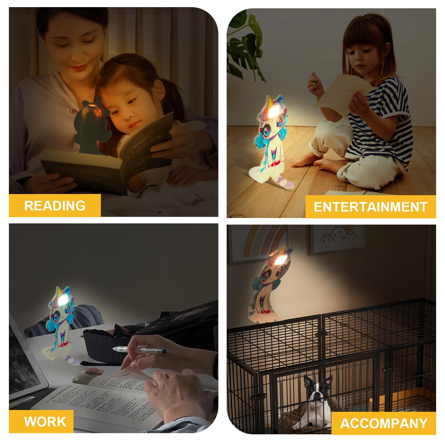 Luce da lettura ricaricabile, luce da lettura leggera, segnalibro a LED con 3 modalità regolabili, clip portatile per storie della buonanotte dei bambini, confezione da 2