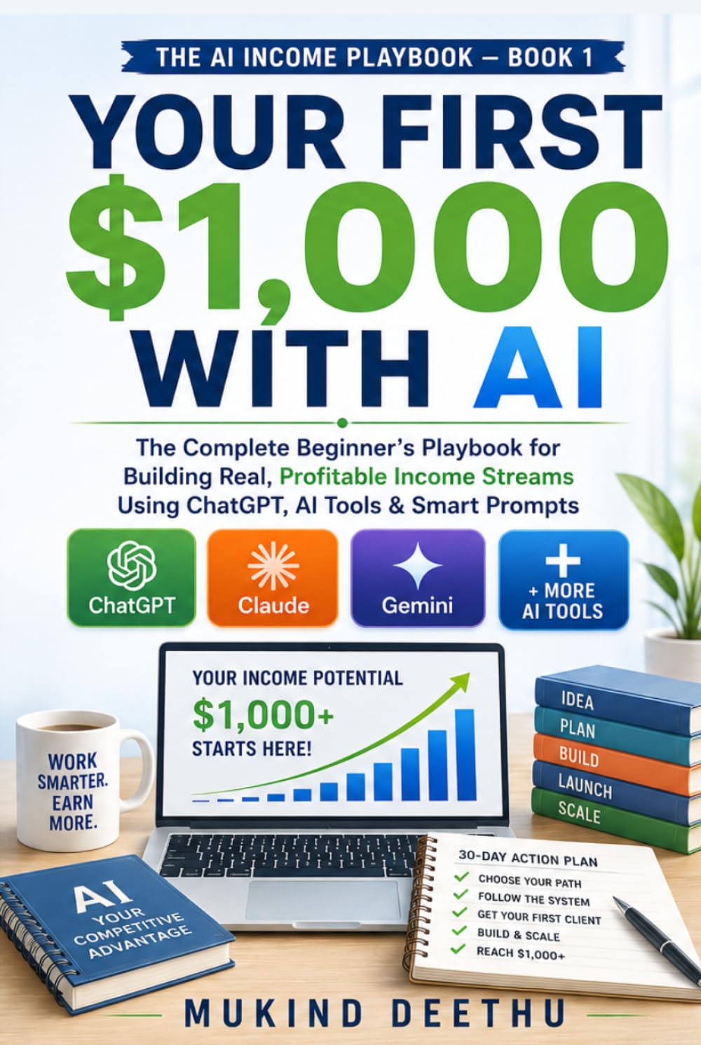First $1,000 With AI: The Complete Beginner's Playbook for Building Real, Profitable Income Streams Using ChatGPT, AI Tools & Smart Prompts