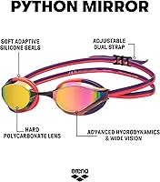 Vista 77 de ARENA Gafas de natación unisex Python Racing para hombres y mujeres, antivaho, sin fugas, máxima comodidad, doble correa, lente con espejo/sin espejo