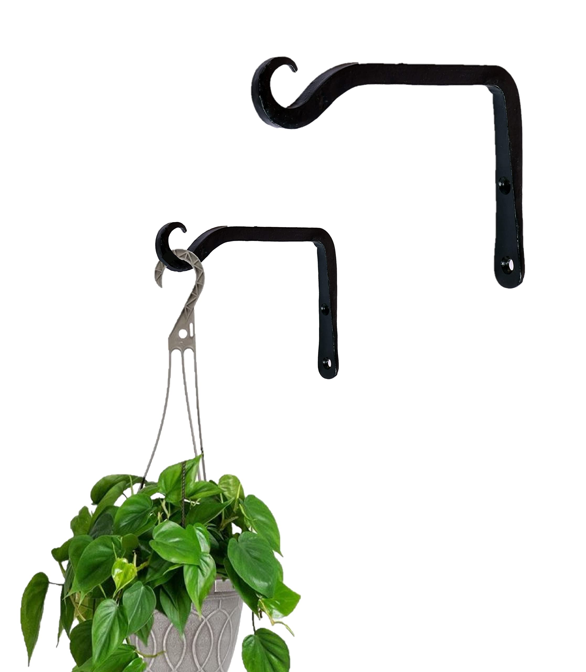 Metal Wall Hook Hanging Plant Bracket | Decorative Straight Plant ,Hanger for Pots Bird Feeders, Planters, Lanterns, Cotton, Wind Chimes Indoor and Outdoor Hanger (Pack Of 2, Small Black 27)-image-7