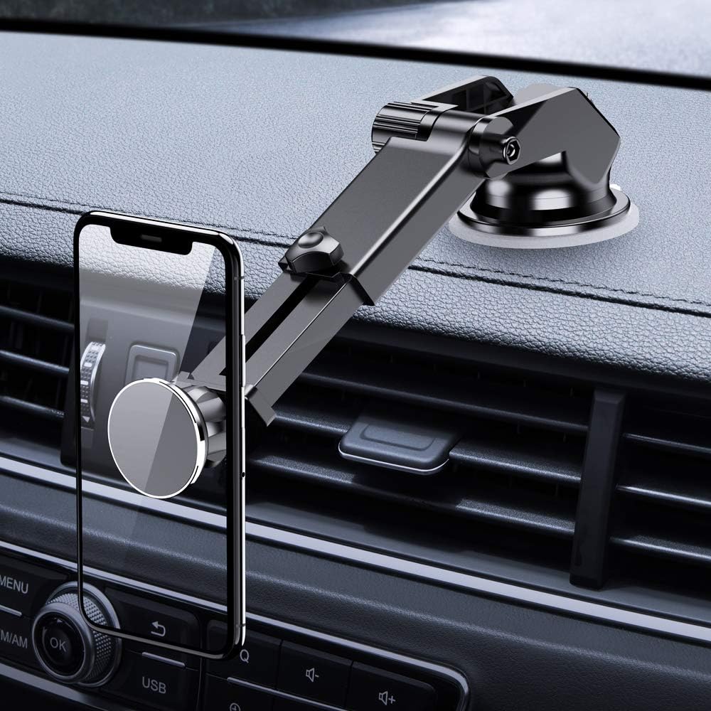 FLOVEME Magnetic Phone Car Mount Universal Phone Holder for Car Dashboard and Windshield with Extendable Long Neck Arm,Car Phone Mount Compatible with iPhone X/XR/XS MAX,Samsung S10/S8/Note 8/9