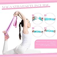 Vista 3 de Poen Juego de anillos de pilates y pelota para mujer, anillo de pilates, bola circular con correa de estiramiento, 8 bandas de resistencia