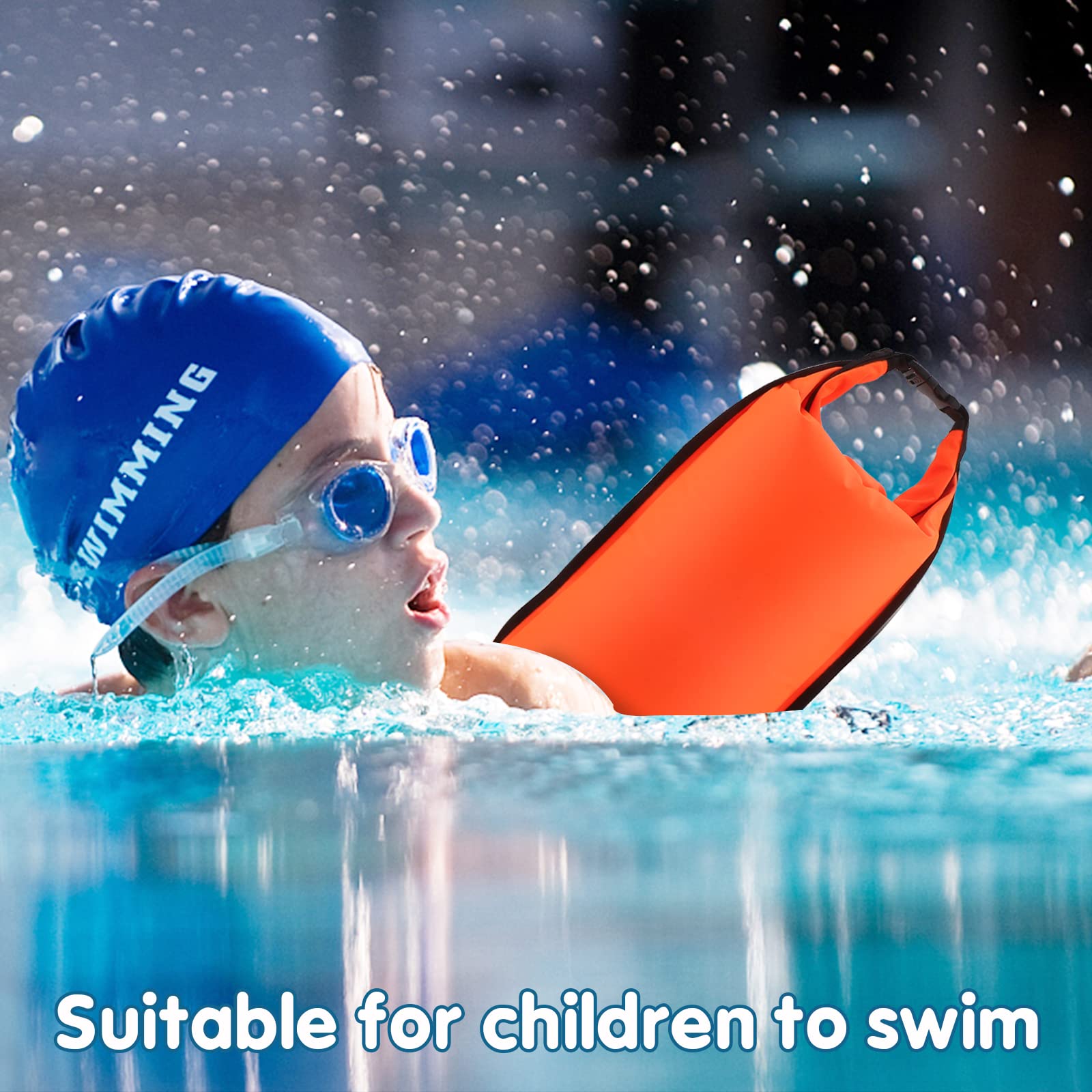 Schwimmboje, 20L Trockensack, Zwei Kammern, Aufblasbare Schwimmhilfe mit Wasserdichter Handytasche, für Erwachsene, Freiwasserschwimmen, Triathlon, Schnorcheln, Ausbildung, Zubehör, Swim Bubble