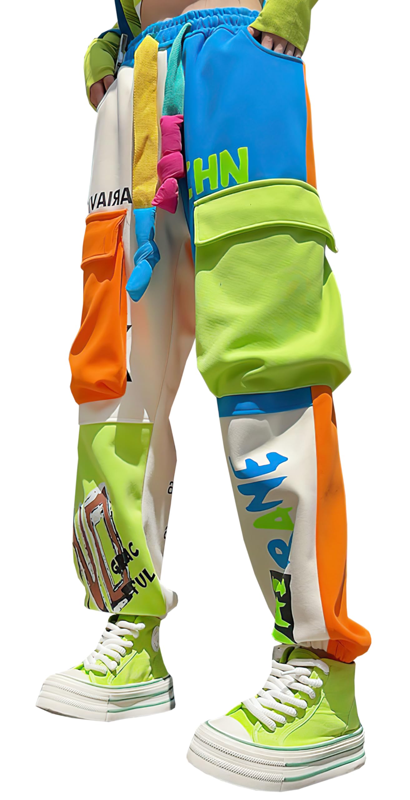 Sponsored Ad - Men's Cargo Patchwork Tone Color Block Jogger Pants 28-33 One Size