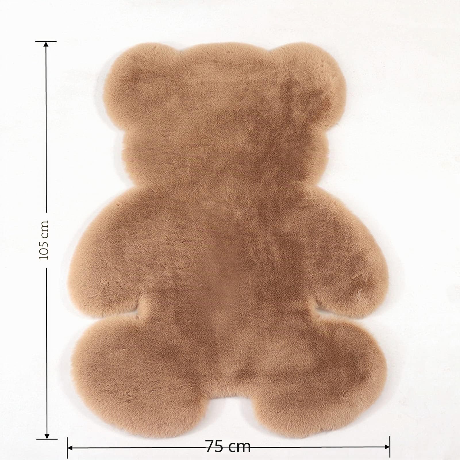 Kunstfell Bären Teppich, Teppich Hochflor Flauschig, 75x105cm | Teppich Bär für Wohnzimmer, Schlafzimmer & am Bett, Polyester-Acryl-Mischung, Plüschig & Shaggy, Süßes Zimmerdeko, Braun