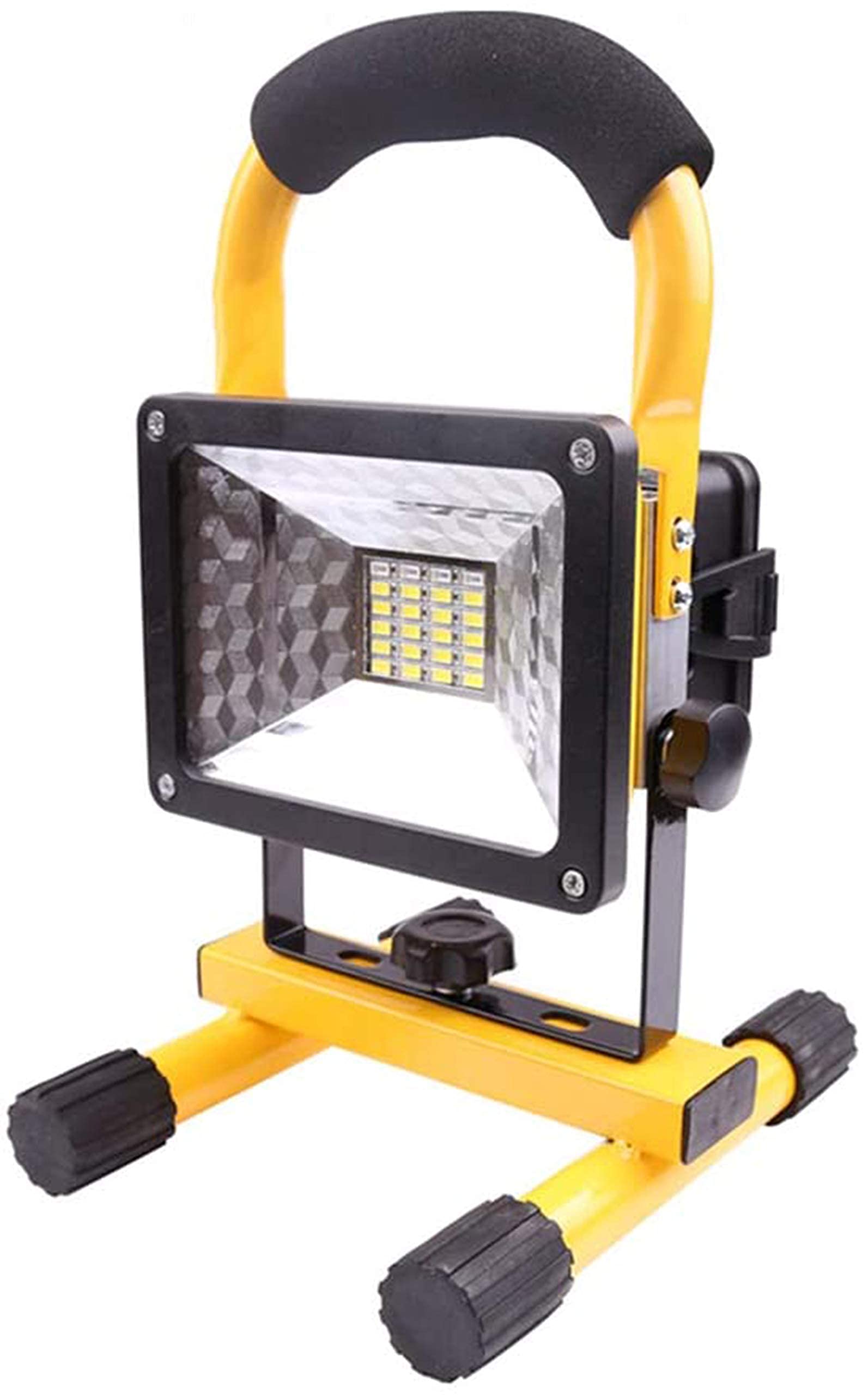 Luz de trabajo LED recargable de 30 W, 2 modos, foco de exterior portátil regulable con luz de advertencia de flash rojo azul, 360 grados; Soporte giratorio Proyector impermeable IP65 para pesca, cáma