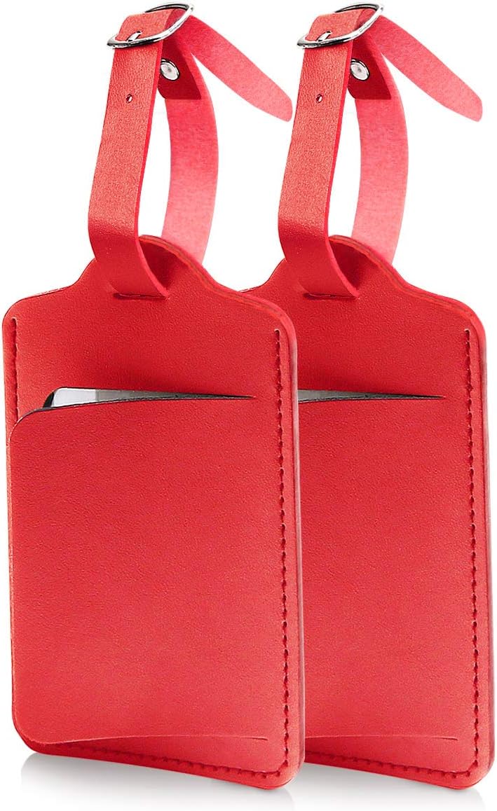 flintronic Travel Luggage Tags, 2PCS Baggage Labels, Suitcase ID Tags, Handbag Tag Labels, Luggage Suitcases Tags for Preventing Loss of Bags and Suitcases(Red)