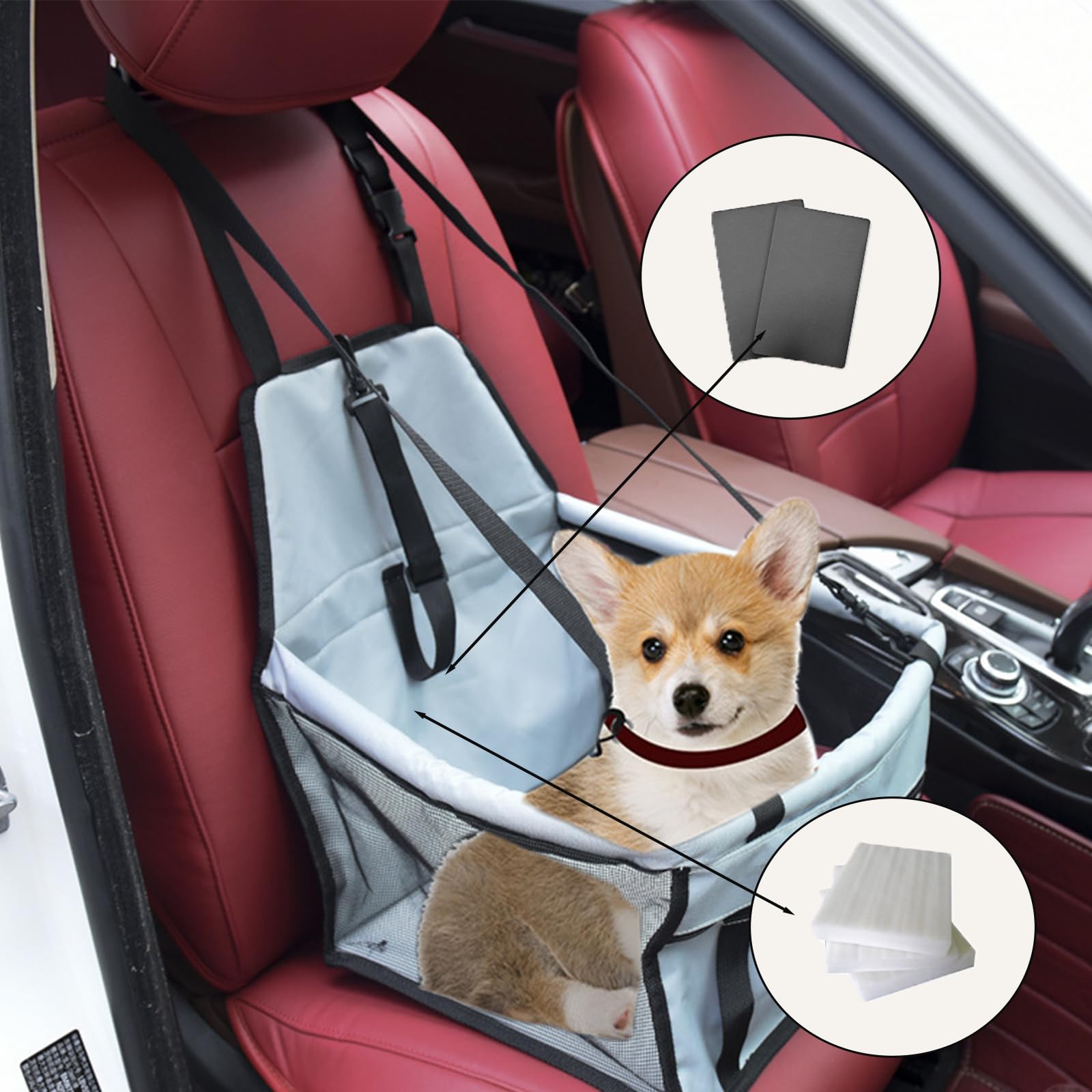 Asiento de Coche Transpirable, Impermeable y Plegable para Perros Pequeños - Asiento Trasero