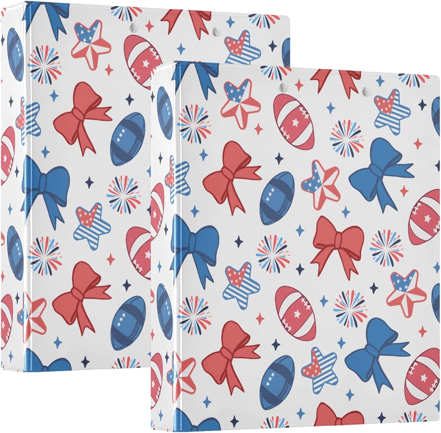 Independence Day 3 Ring Binders with Clipboard Star Bow File Folder for Office School with Pocket