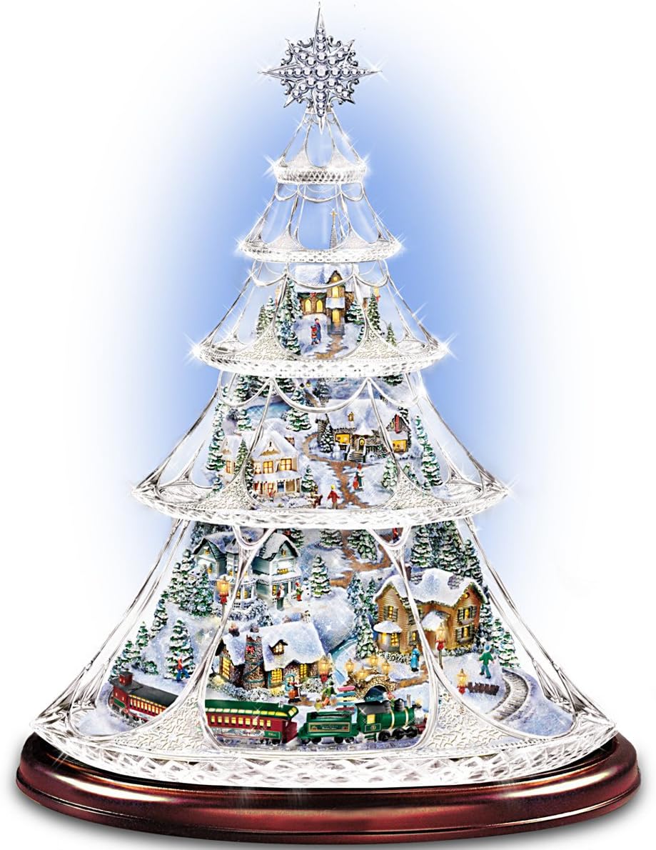 Thomas Kinkade Animated Crystal Tabletop Christmas Tree