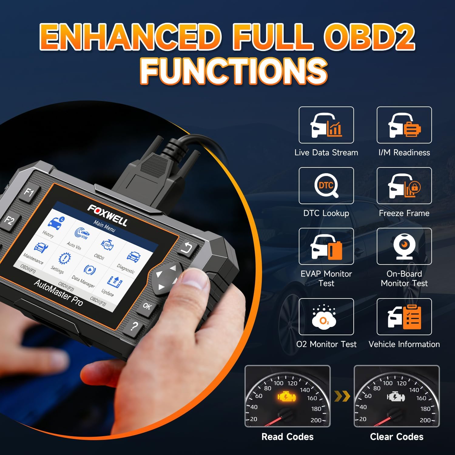 2026 FOXWELL NT614 Elite OBD2 Scanner with 5 Resets ABS Bleeding, SAS Calibration, Oil, EPB, Throttle, Upgrade of NT604 Code Reader Scan Tools, ABS SRS Engine Transmission Battery Test Car Scanner