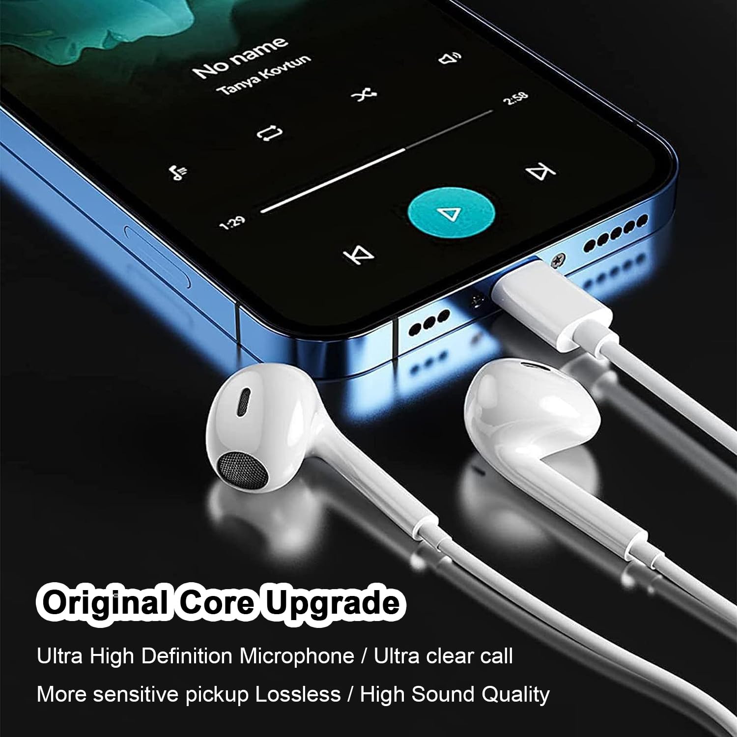 Słuchawki USB C do iPhone'a 17, 16, 15, przewodowe słuchawki douszne z mikrofonem i pilotem zdalnego sterowania, słuchawki douszne stereo HiFi z redukcją szumów, do iPada, Galaxy S25, S24, S23, S22