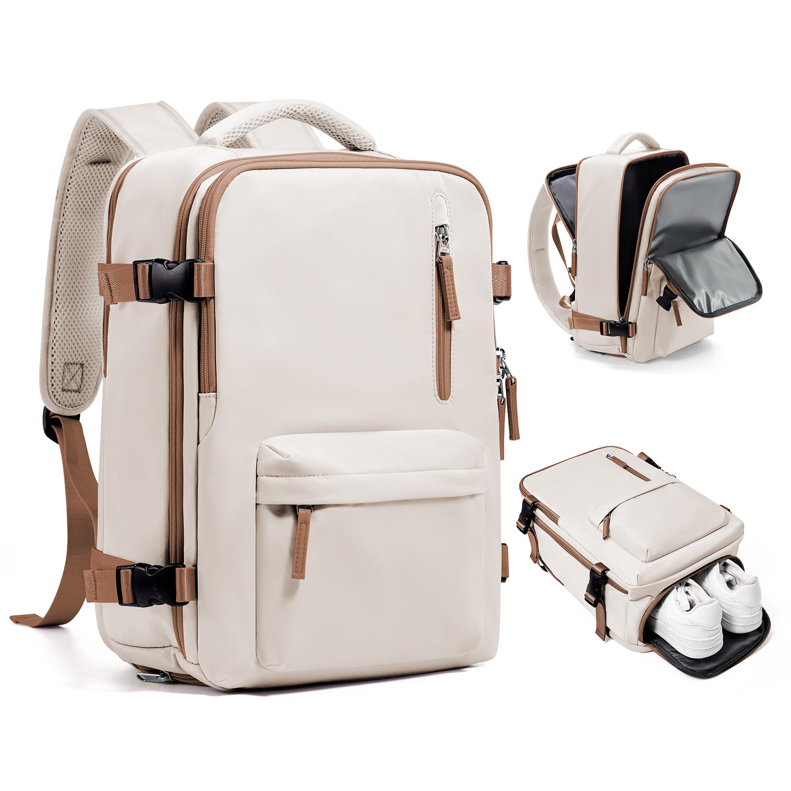 Zaino da Viaggio per Ryanair 40x20x25 Bagaglio a Mano Zaino Borse da Cabina per Ryanair Il Sedile Zaino Aereo Bagaglio a Mano Donna Borsa Cabina Viaggio Zaino Viaggio Casual Daypack,Marrone giallastro