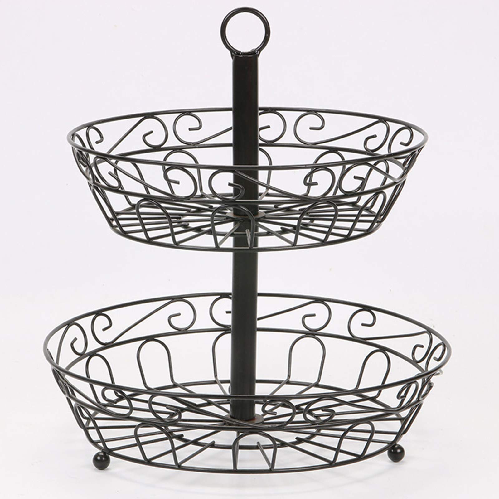 Lot De 2 Corbeilles à Fruits Géométriques En Métal Noir – Panier Fruits & Légumes Design Moderne, 2 Tailles, Ventilation Parfaite