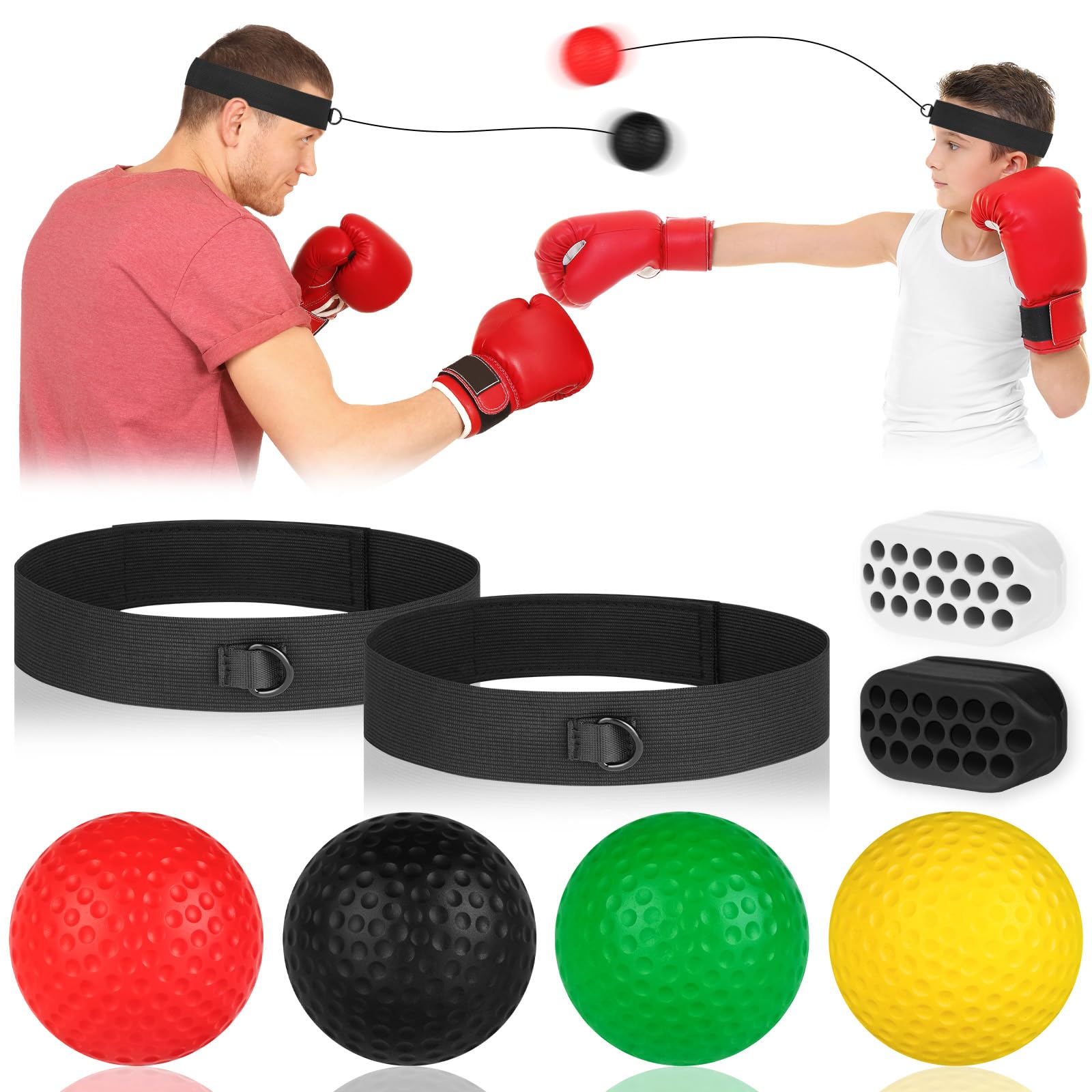 flintronic Pelota de Reflejos Boxeo, Bola de Entrenamiento de Boxeo con Diadema Boxing para Fitness MMA Muay Thai, Mejora Las Reacciones de Velocidad, Enfoque y Coordinación de Mano Ojo