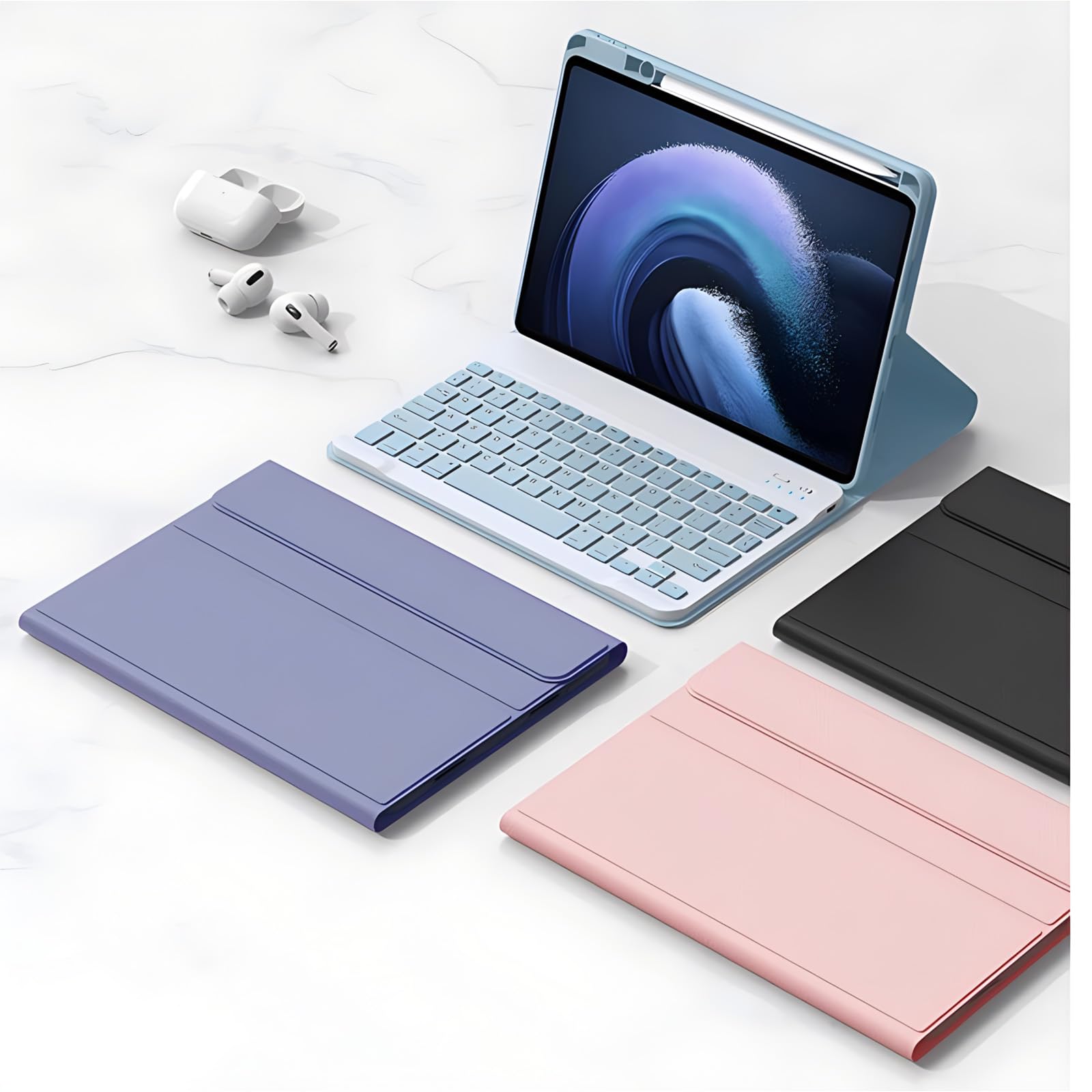 Spanish Ñ Keyboard Case for Huawei Matepad SE 11 Inch 2024, Backlit Detachable Wireless Bluetooth Keyboard with Pencil Holder, Tablet Mouse,Purple