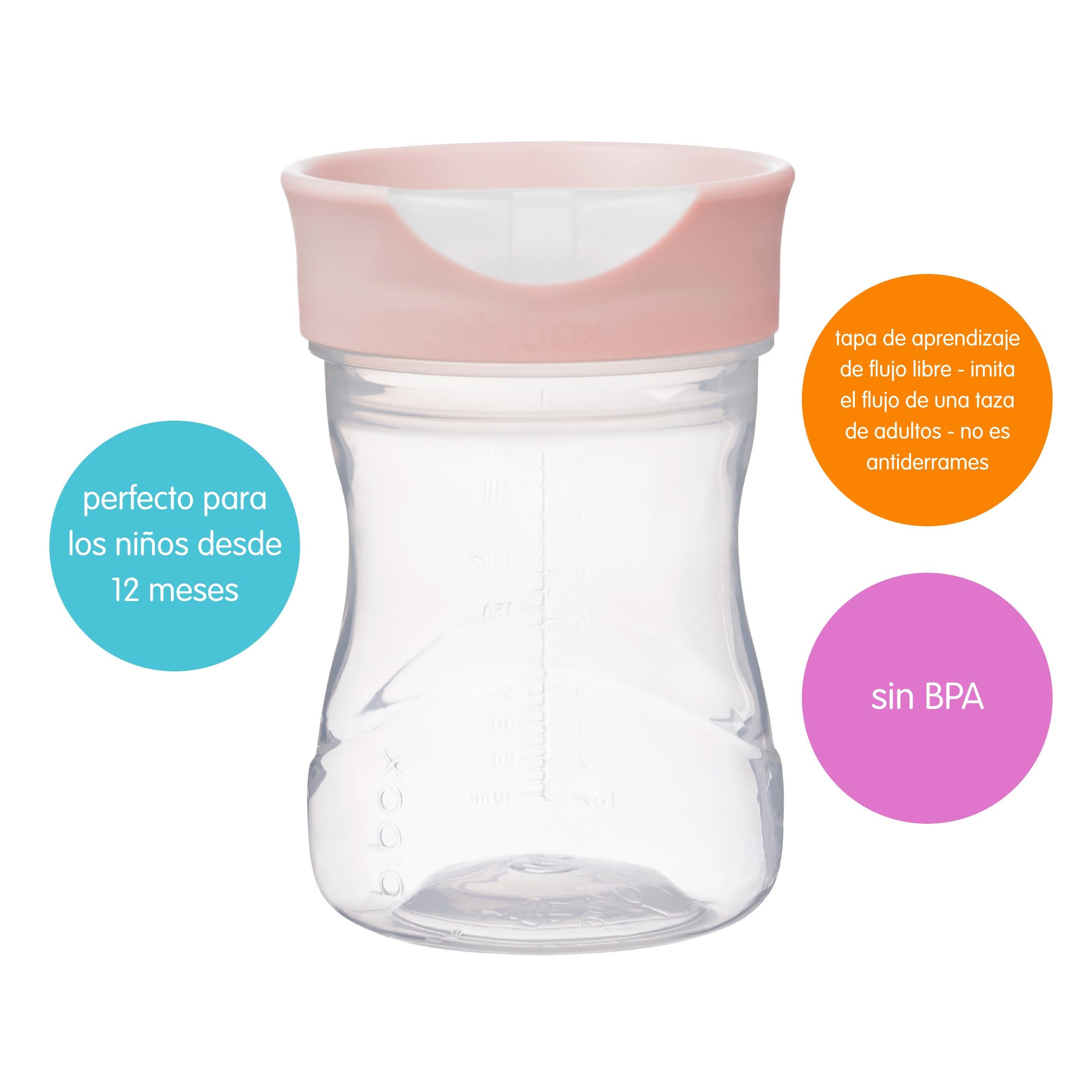 b.box Set ahorro 3 en 1 para niños pequeños | Una taza, tres tapas para apoyar el proceso de hidratación de bebés y niños pequeños. Sin BPA, apto para lavavajillas | Desde 4 meses | 240 ml