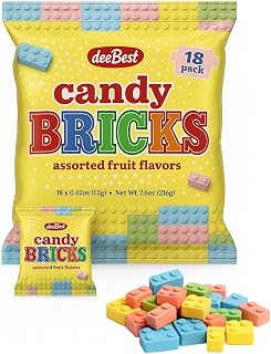 Candy Bricks Building Brick Candy Assortment - 18 Party Favor Bags Assorted Fruit Flavors Fun for All Ages Make Your Event Sweet with These Irresistible Party Favors