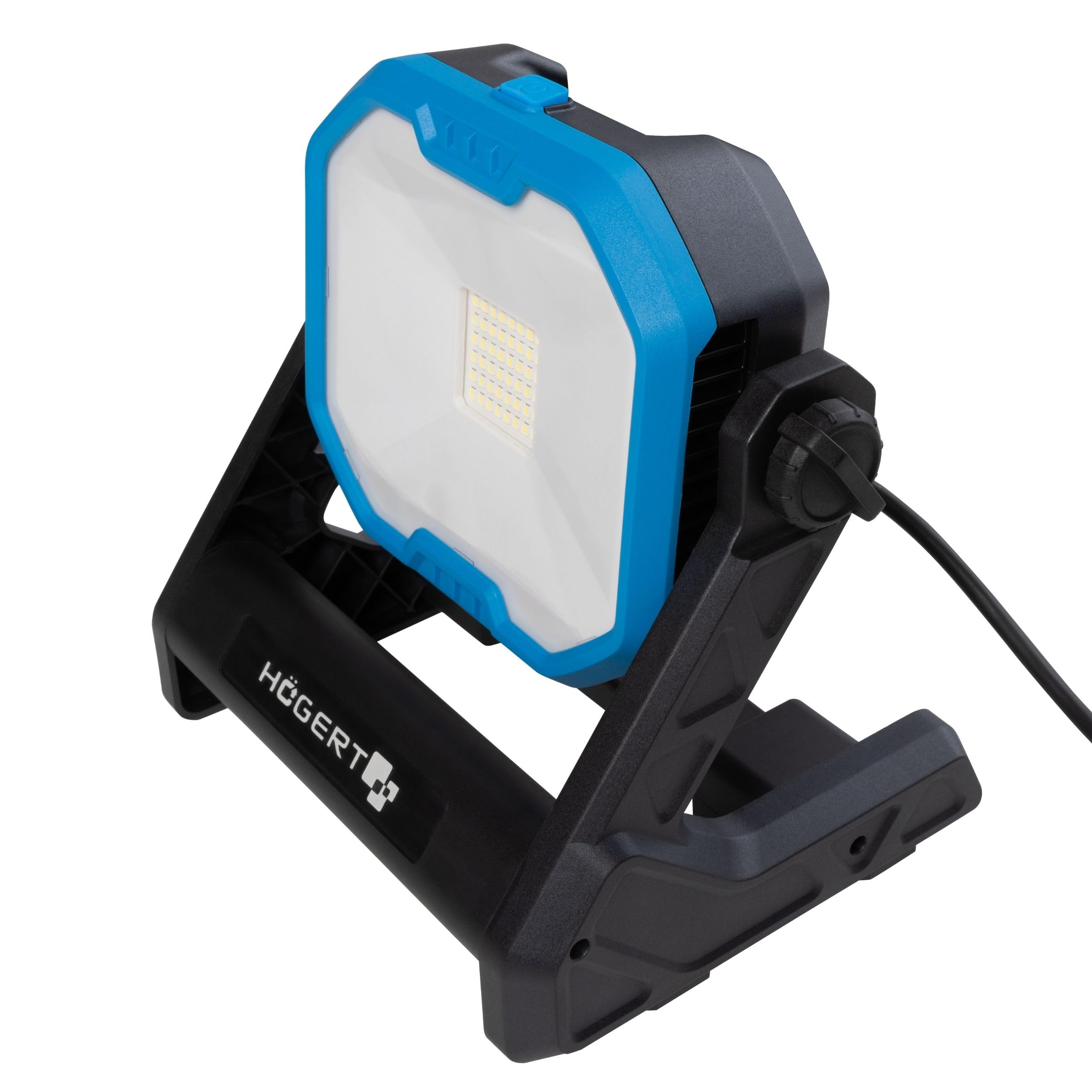 HÖGERT TECHNIK Akumulatorowy reflektor budowlany 18 V, SMD LED reflektor, 2400 lm, obracany o 360°, 3 tryby świecenia, 6500 K, czas pracy do 7 h, zasilanie bateryjne/sieciowe, lekki i wszechstronny,