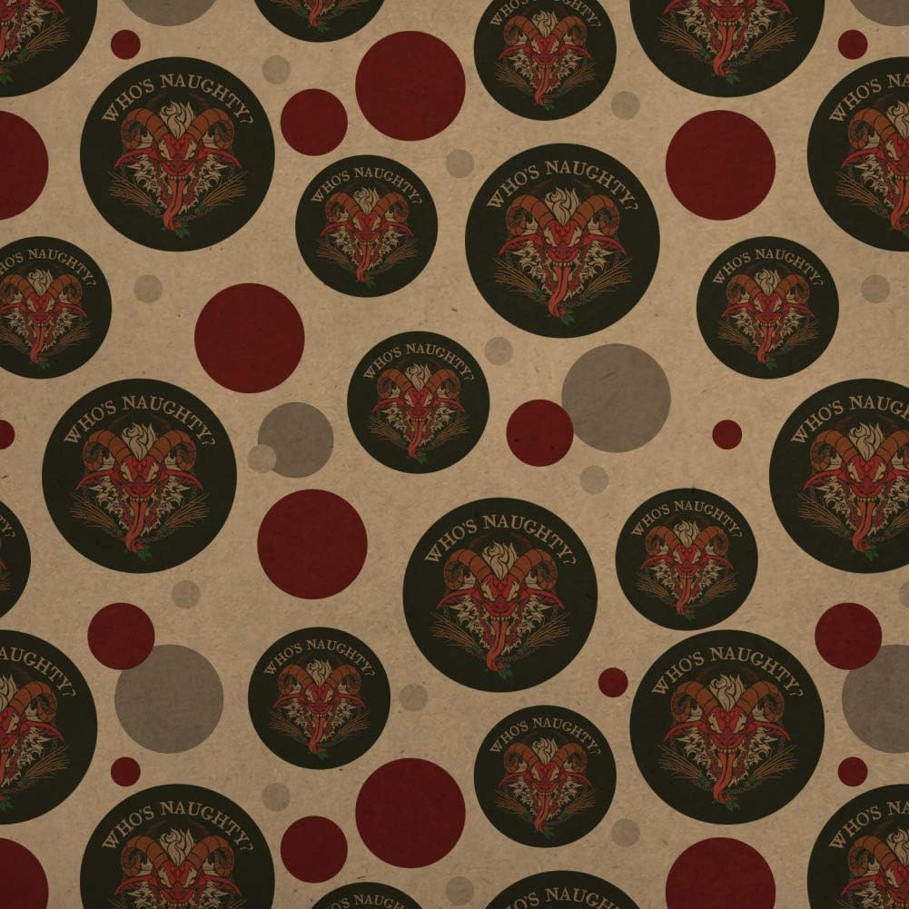 GRAPHICS & MORE Krampus Who's Naughty Christmas Holiday Premium Kraft Gift Wrap Wrapping Paper Roll
