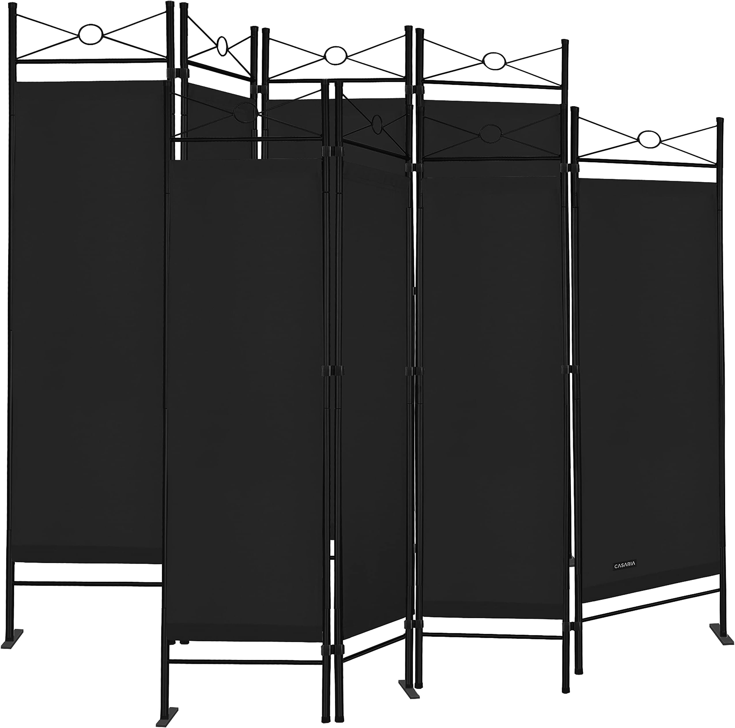 CASARIA® 2x Lucca Room Divider Paravent | 180x163cm | 4 Flexible Partitions | Adjustable Privacy Screen | Indoor & Garden | Space-Saving & Multifunctional | Black