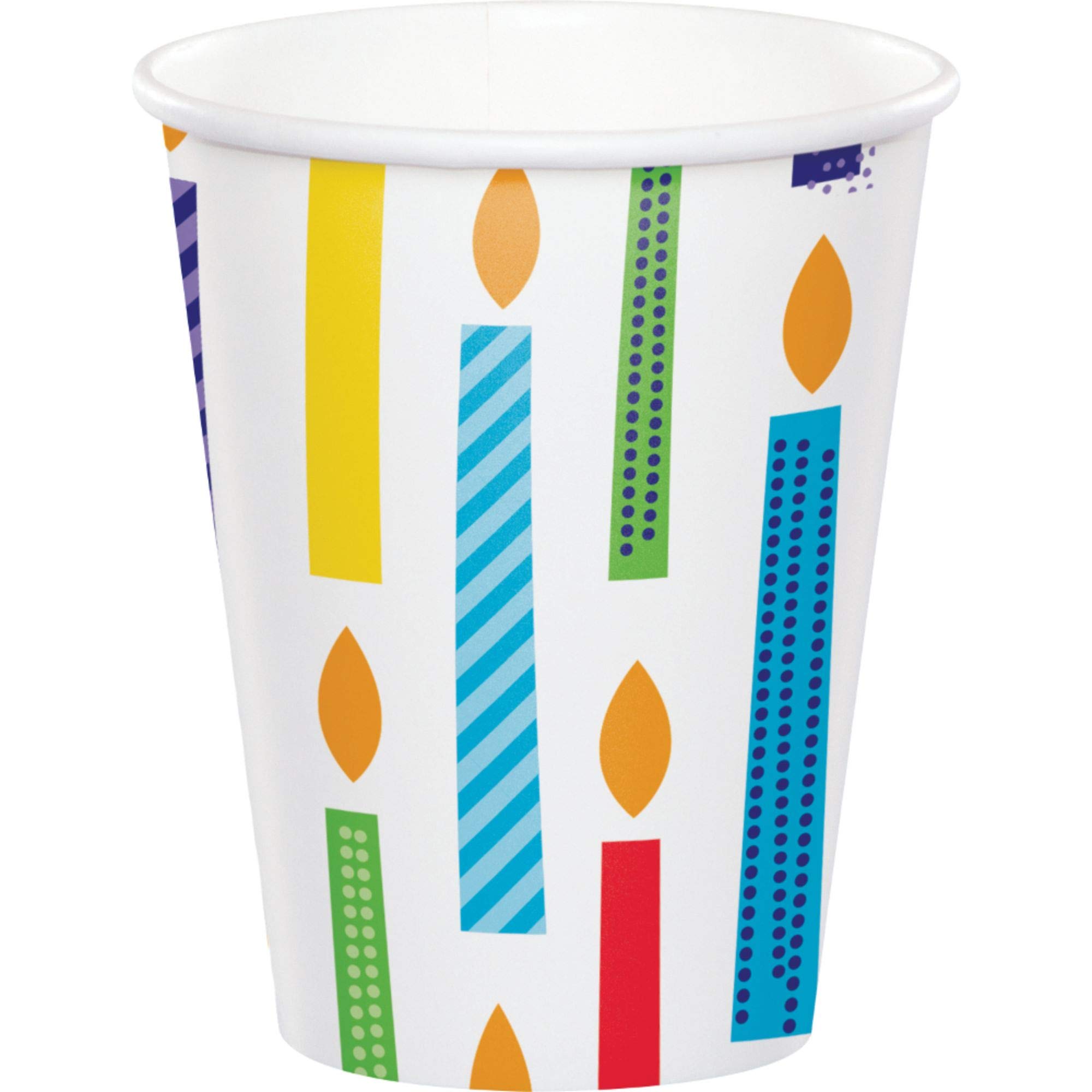 Club Pack of 96 White and Blue Candles Birthday Cups 9 oz.