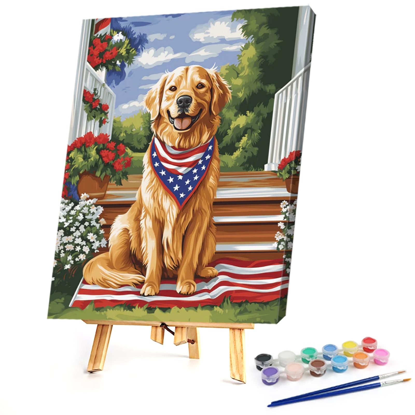 Poetrydraw Golden Retriever Diy Paint By Numbers Kit On Canvas 11.81X15.75in Without Frame For Beginners & Adults