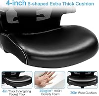 Vista 5 de Silla de oficina, silla de escritorio ergonómica con soporte lumbar ajustable, silla de computadora de malla de respaldo alto con base de metal