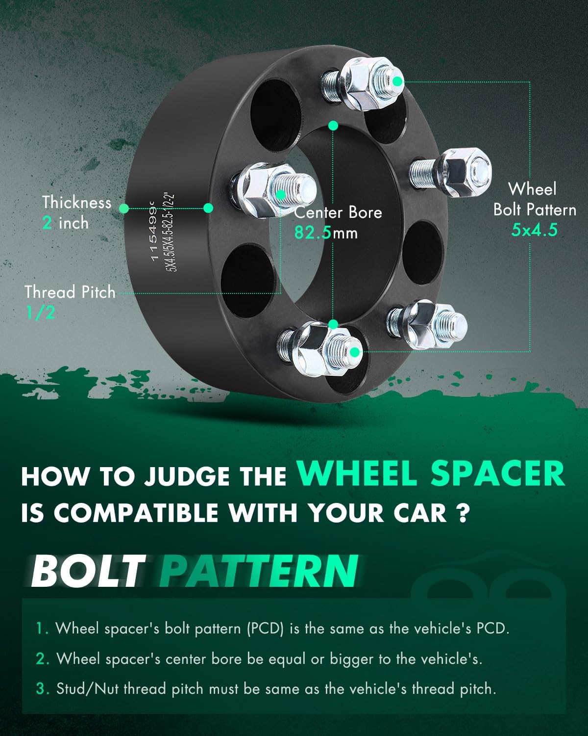 SCITOO 2Pcs Wheel Spacers 2 inch 5x4.5 Bore 82.5mm Studs 1/2 5 Lug Wheel Spacers Adapters Fit for for Ford Explorer for Ford for Mustang for Ford Edge for Ford Ranger for Ford Crown Victoria