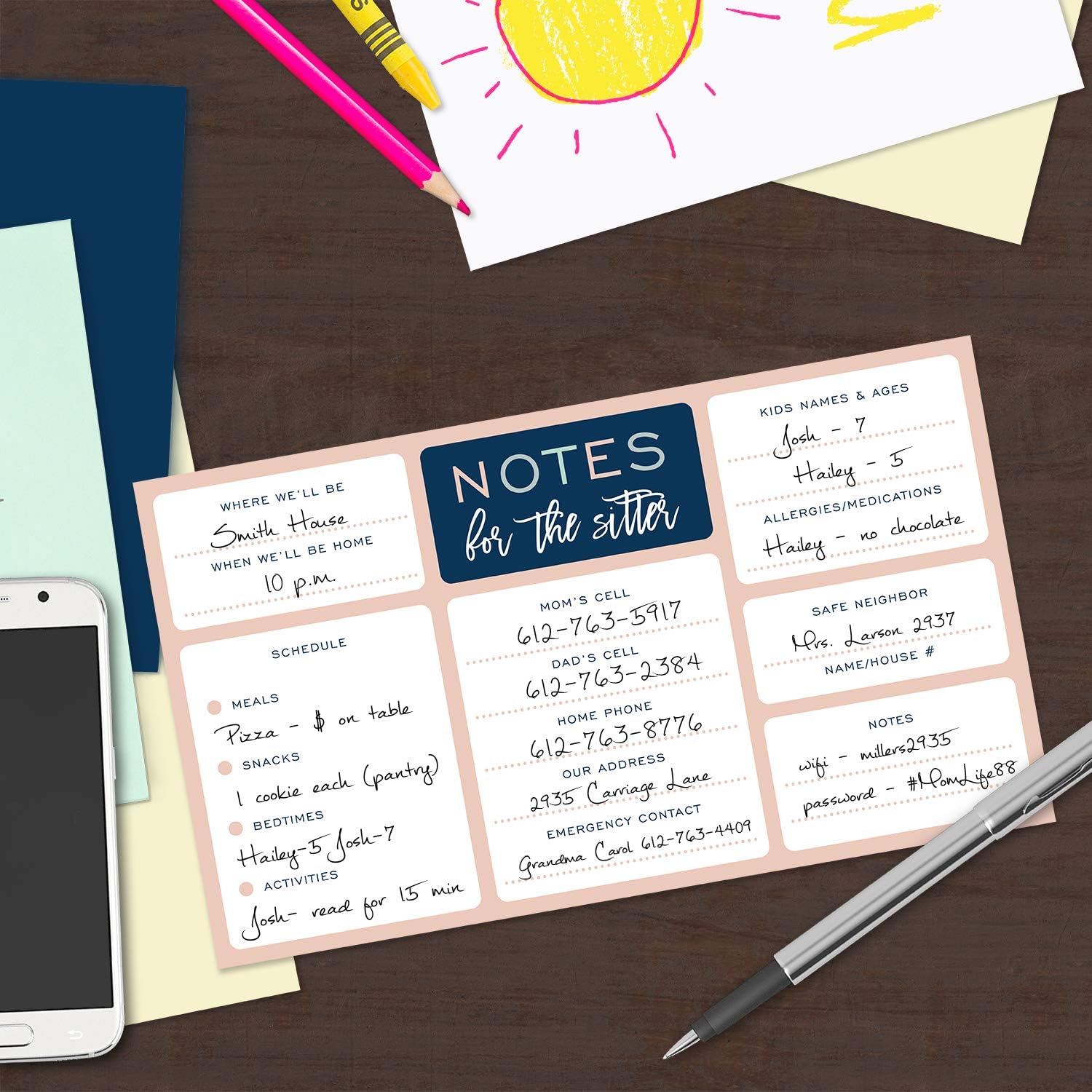 Babysitter Notepad - 50 Pages with Sticky Note Adhesive on Back image 3