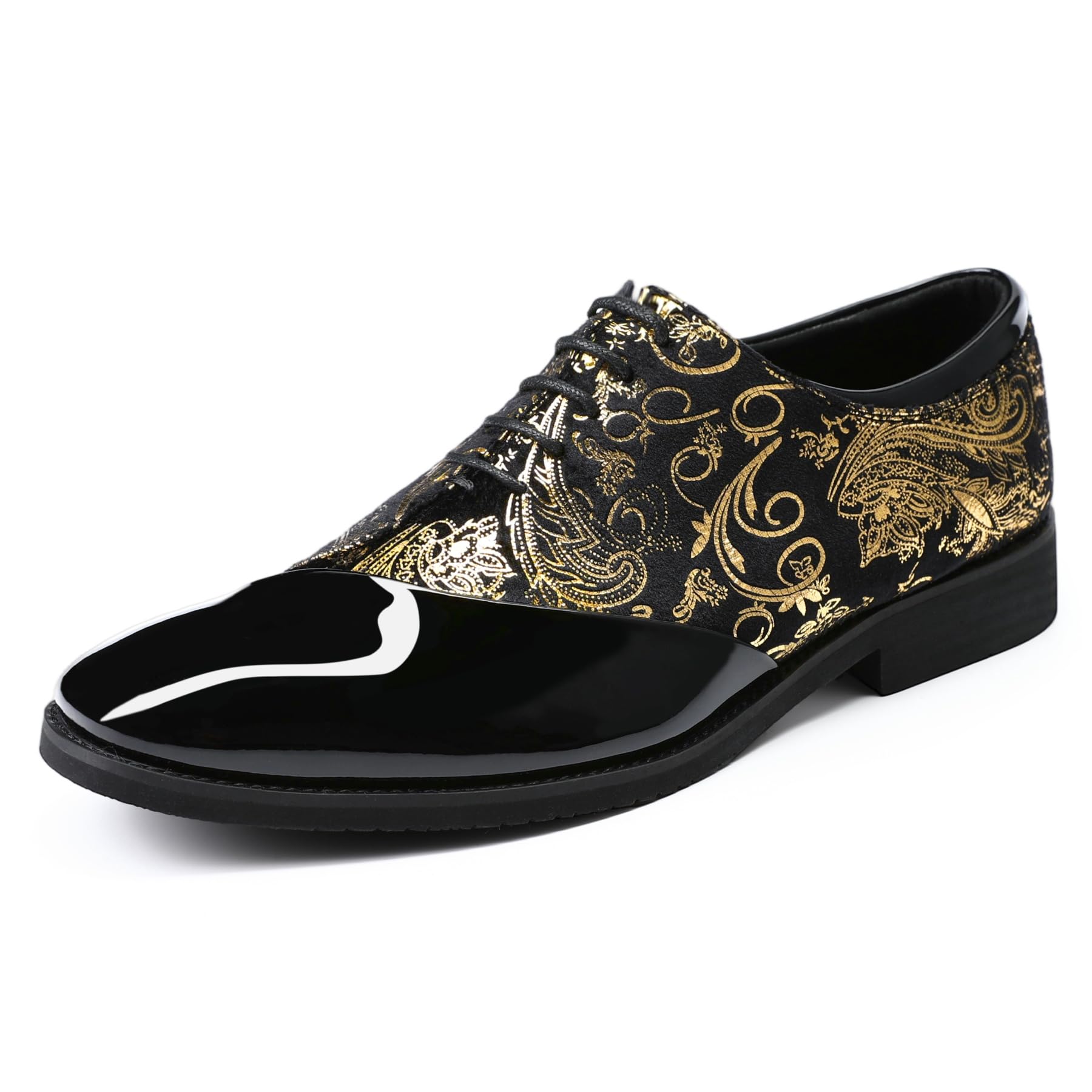 YFFUSHI Chaussures Homme Jacquard Vernis Élégantes pour Mariage Business | Brodée, Paisley, Brillante, Bouts Pointus, Simili-Cuir, Lacets, Oxford, Formelles, Gala, Costume