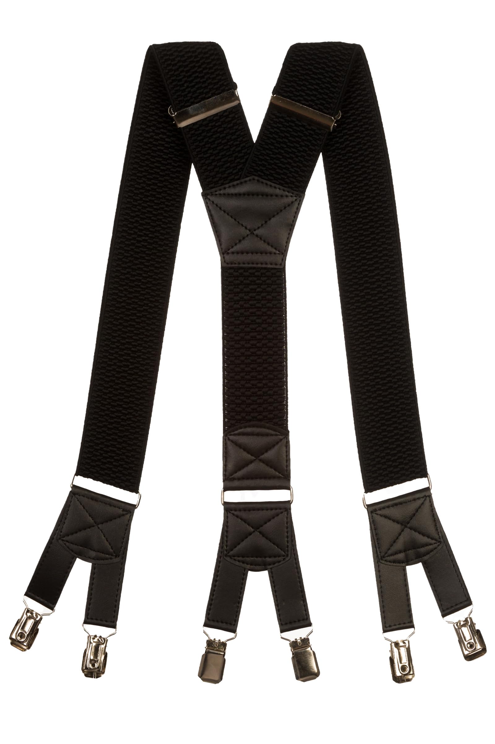 Olata Men's Six Clip Heavy Duty Extra Wide Y-Shape Braces/Suspenders - 5cm. Black