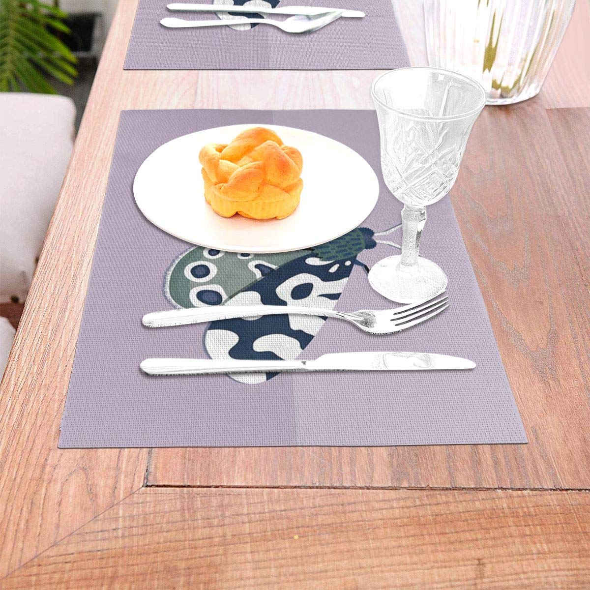 not Mod Moths - Navy And Lilac Woven Placemat6 Piece Set of Placemats Pc Party Kitchen Dining Room Home Table Food Dinnerware Tableware Dishware Dishes Mat