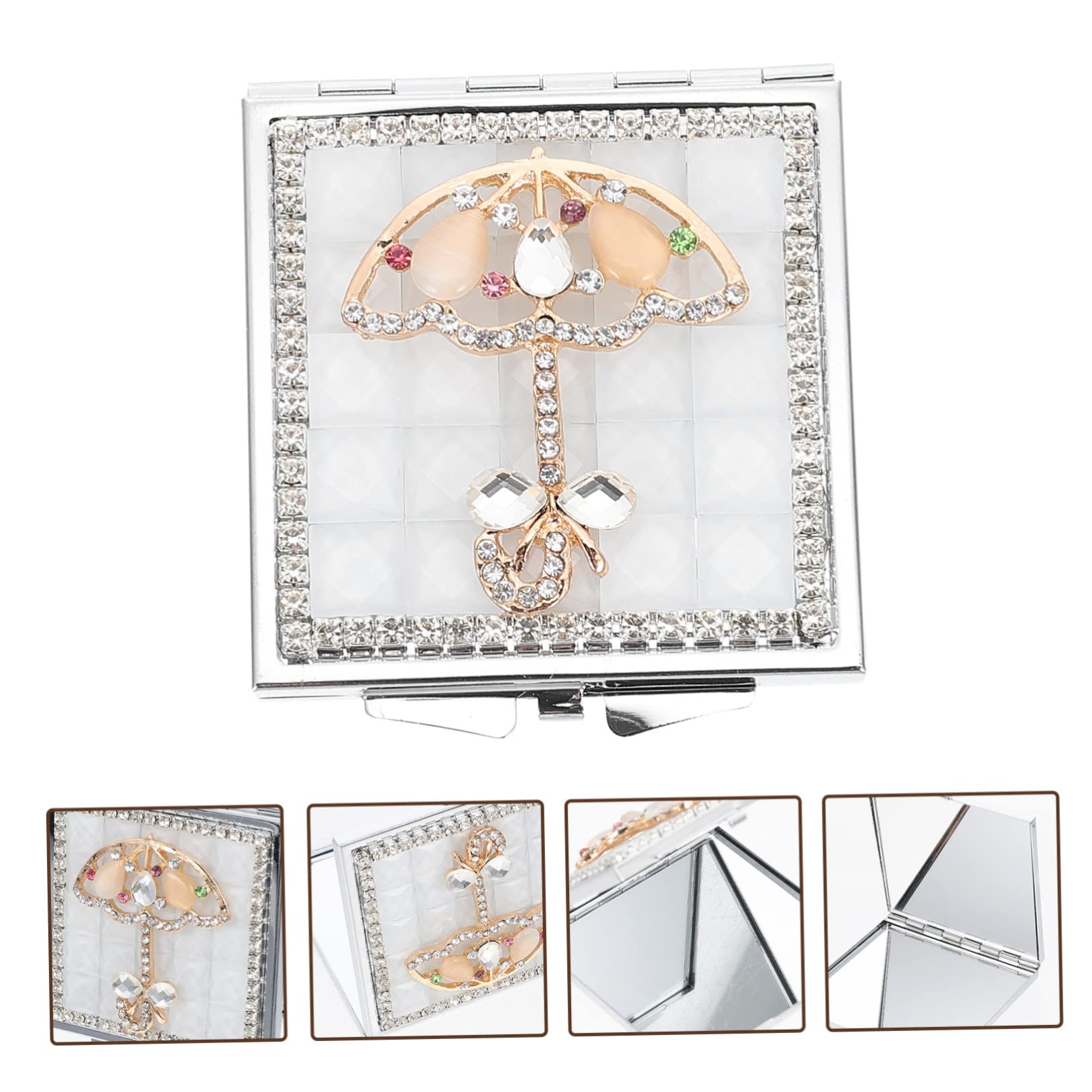 minkissy 3 Piezas Espejo Portátil De De Imitación Espejo Compacto De Doble Cara Compacto Personalizado Plegable Cartera Pequeña Metal De Belleza Viajar