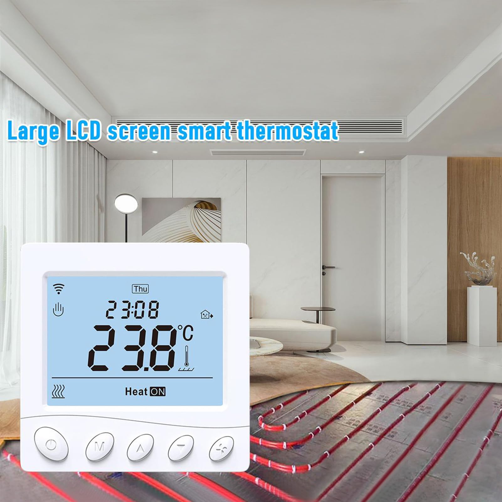 Termostat WiFi do elektrycznego ogrzewania podłogowego, inteligentny termostat, programowalny termostat pokojowy, kompatybilny z aplikacją Smart Life/Tuya App Alexa Home (16 A do ogrzewania