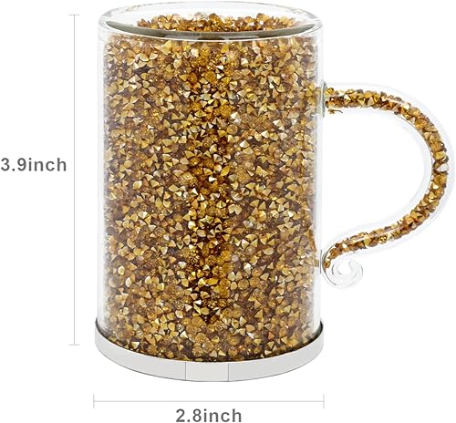 Miniatura 7 de sugarchef Juego de 6 tazas de café de cristal Hot Dink de 6 onzas con asas para bebidas calientes, vasos de té con leche, chocolate, diamante, juego