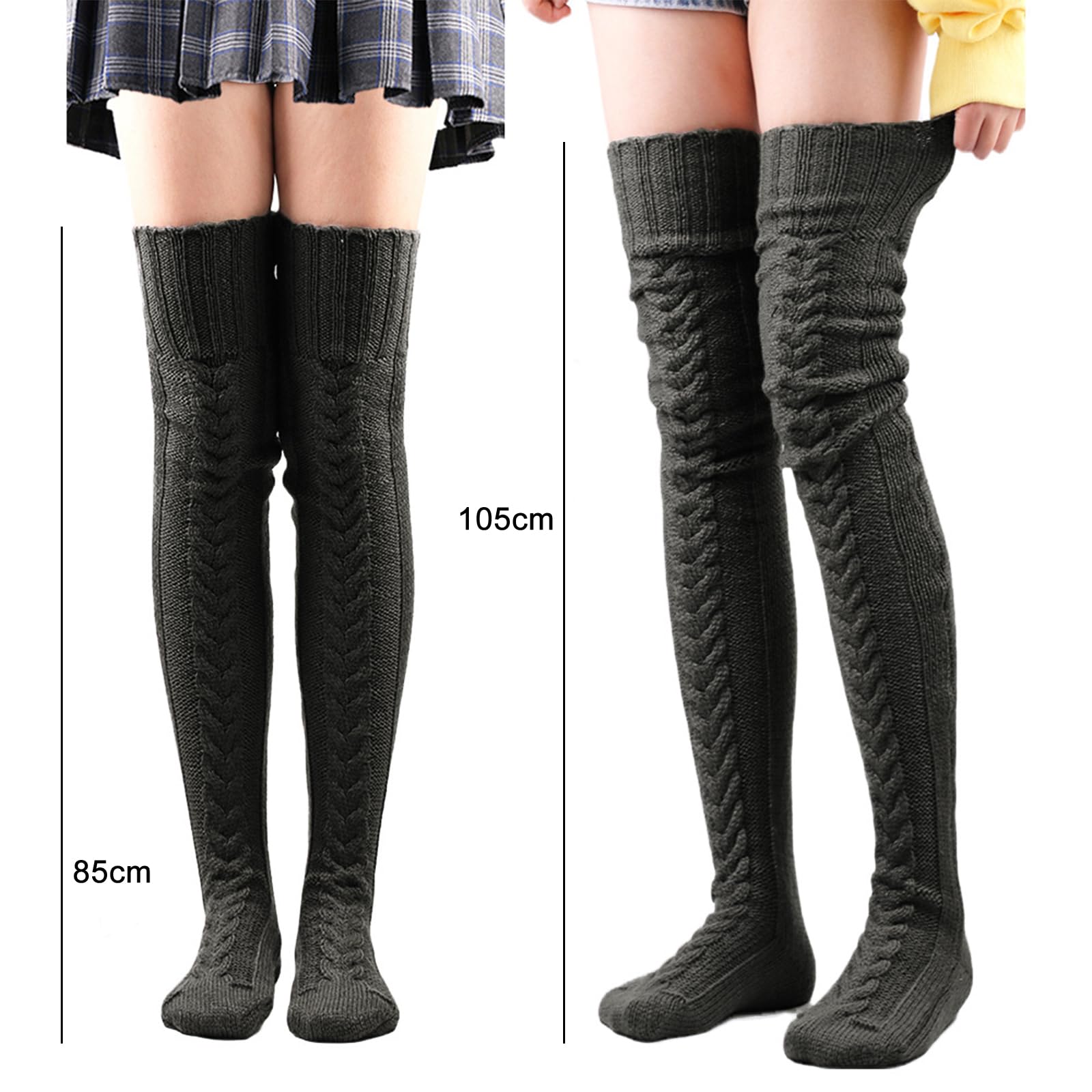 YAMEE Scaldamuscoli Donna Invernale a Maglia Lunghe Caldo,Calze Lunghe da Stivale Donna Spesso Termici,Calze Sopra Il Ginocchio Donne Tinta Unita Moda,Sopra il Ginocchio Alta Calze di Avvio per Donna