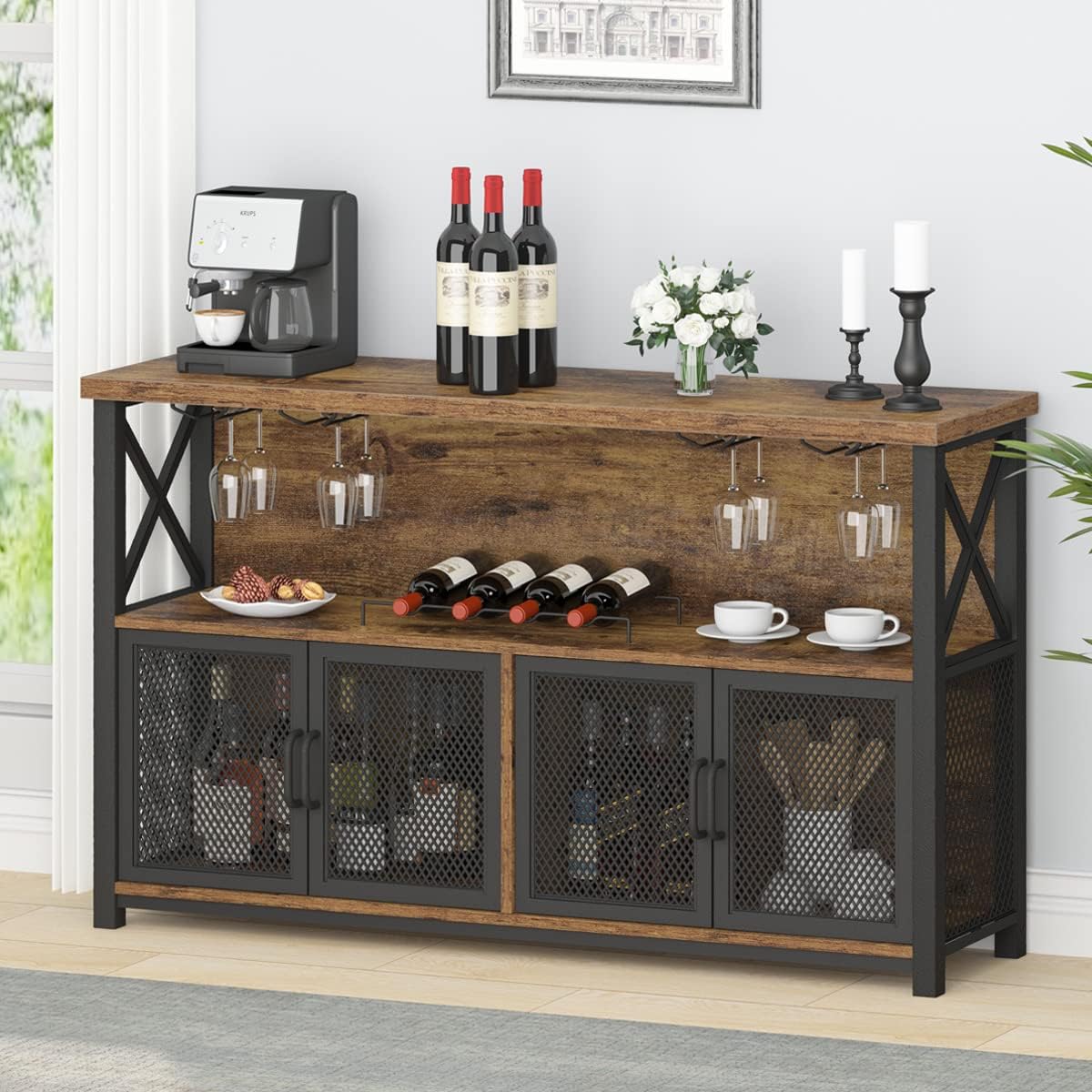 Amazon.com: X-cosrack Wine Bar Rack Cabinet with Detachable Wine Rack ...