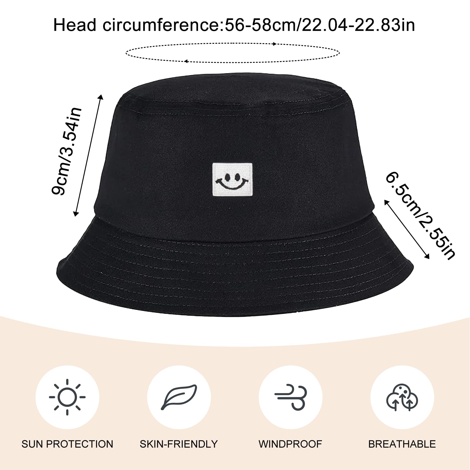 2 Piezas Gorro Pescador Hombre Mujer, Bucket Hat Algodón Plegable Sombrero de Cubo Verano Sombrero de Pesca Sombrero de Sol de Playa para Excursionismo Cámping Viaje Senderismo (Negro, Blanco)
