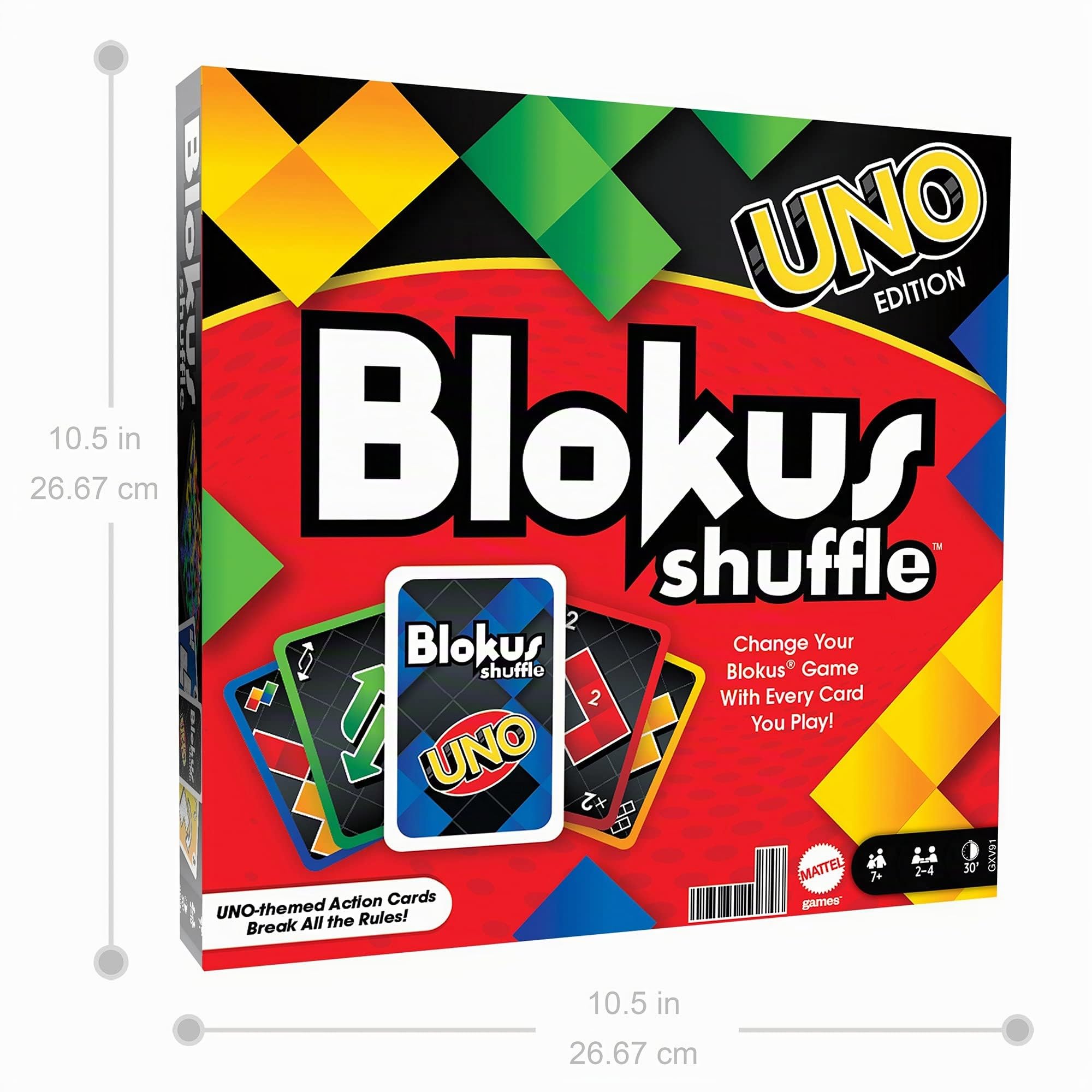 Mattel Games Blokus Shuffle édition UNO, Jeu de société et de stratégie avec pièces et Cartes, GXV91