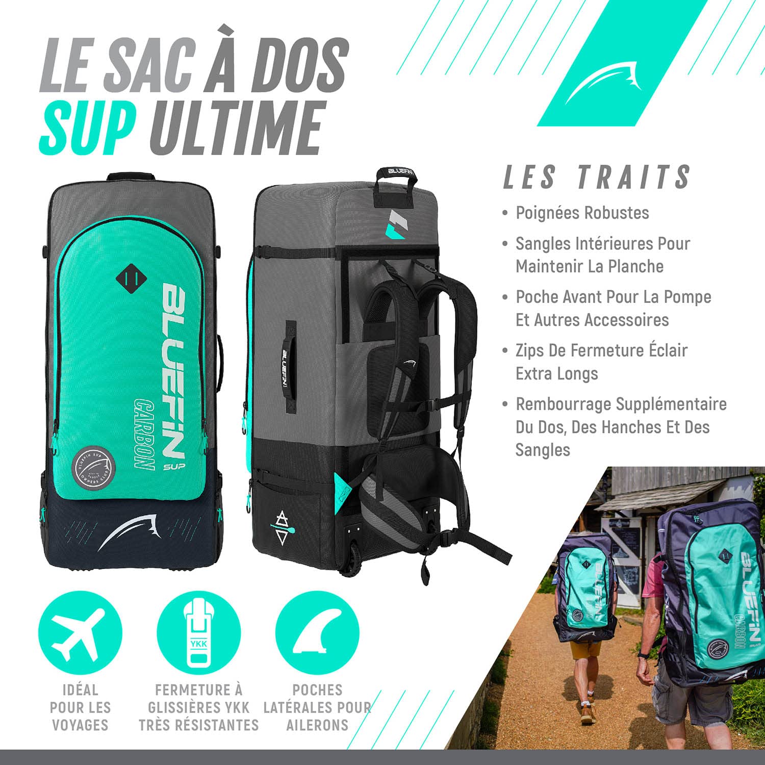 Bluefin Cruise Carbon Sup Stand Up Paddle Gonflable | Accessoires de Planche à pagaie Haut de Gamme | Plusieurs Tailles : 10'8, 12', 15'