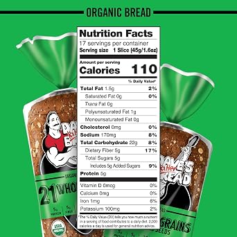 Organic Bread 21 Whole Grains & Seeds, 27 oz. (Pack of 2 Loaves)