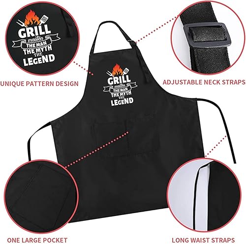 Miniatura 4 de ZOORON Funny Cooking Chef Apron with Pockets BBQ Kitchen Work Aprons Birthday Fathers Day Grilling Gifts for Dad, Husband