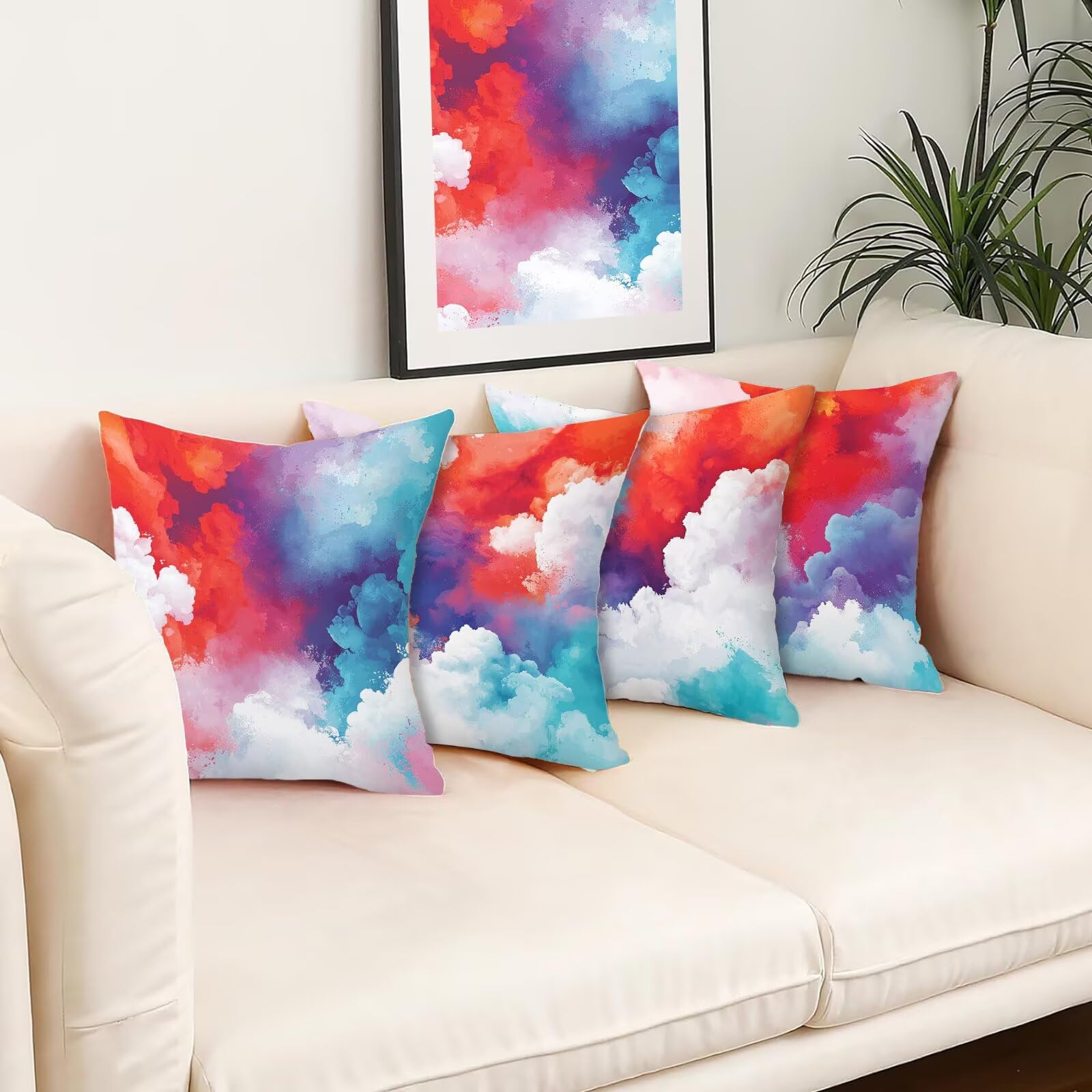 Kissenbezug 55x55 Modern 4er Set Samt Kissenbezüge Bunte Zierkissenbezug Kissenhülle Dekorative Weiche Quadratische Dekokissenbezug Sofakissenbezug Couchkissen für Deko Schlafzimmer Wohnzimmer O-24