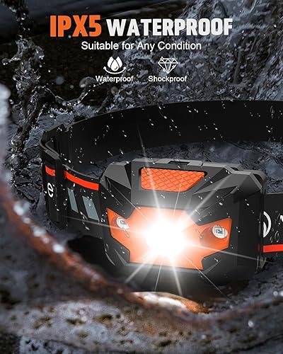 Miniatura 4 de Victoper Paquete de 2 faros LED, 1100 lúmenes, lámpara de cabeza ligera brillante con 4 modos, luz de cabeza impermeable IPX5 con luz roja para