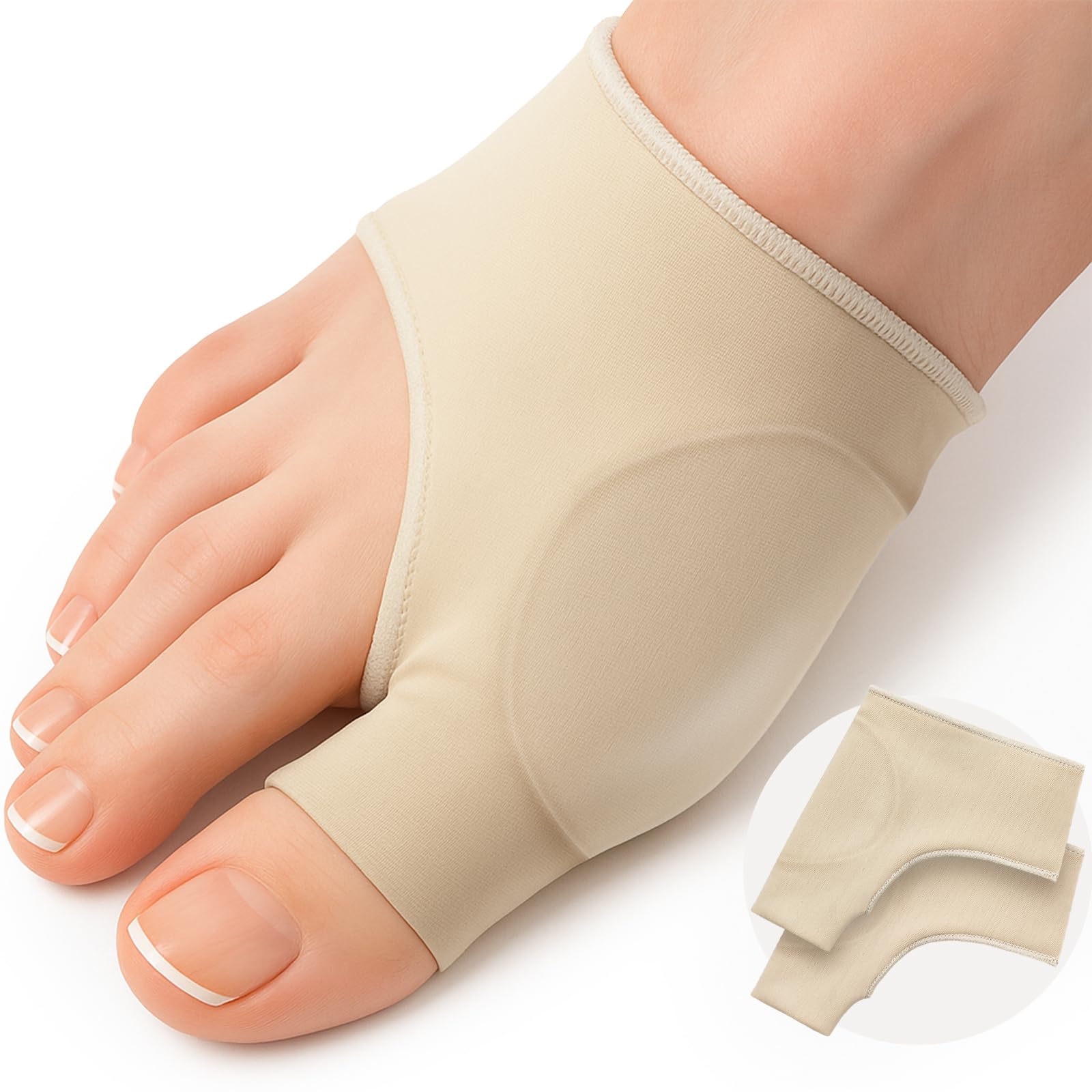 5 STARS UNITED Bunion Relief Sleeve with Gel Cushion – 2-Pack Hallux Valgus Cover for Men and Women - Toe Spacer Socks with Pads for Comfort and Protection