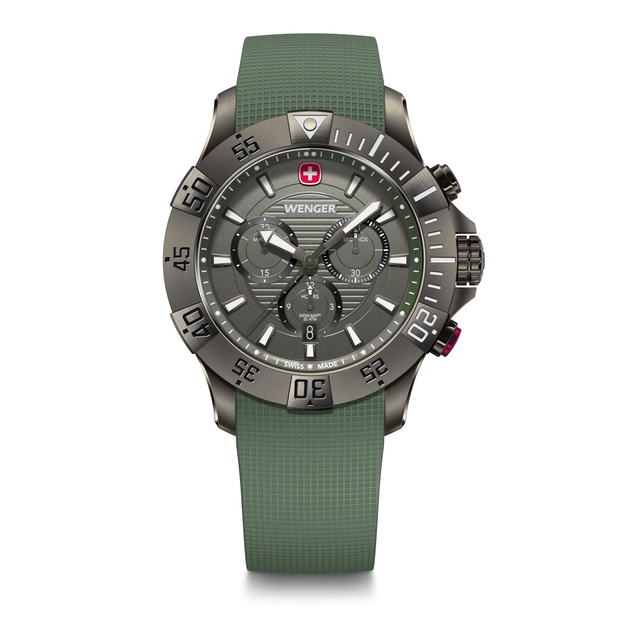WENGER Herren Armbanduhr Seaforce Chronograph Ø 43 mm, Swiss Made, Analog Quarz, Wasserdicht bis 200 m