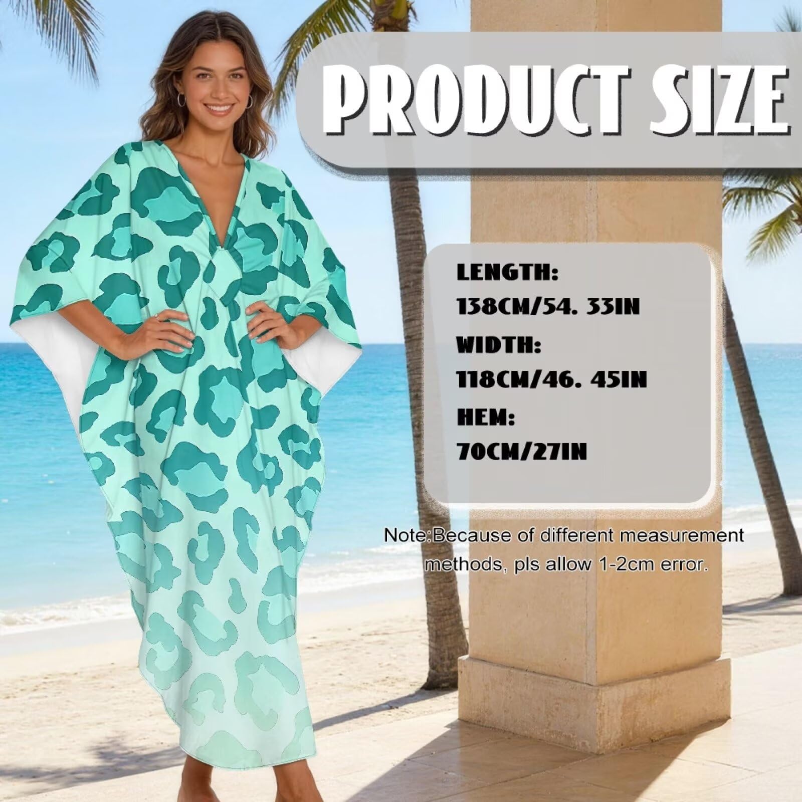 Xoenoiee Abito caftano da donna, taglie forti, hawaiano, maniche a pipistrello, copricostume da bagno estivo con scollo a V