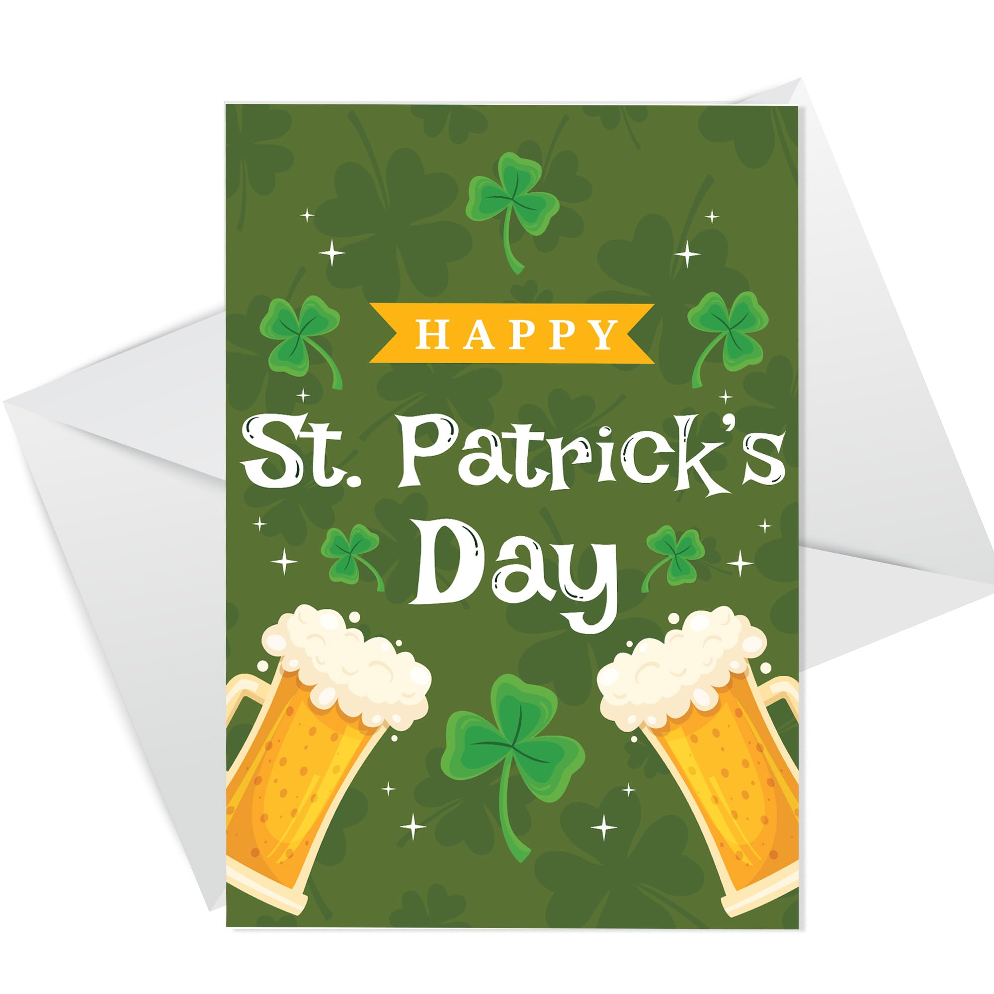 RED OCEAN Happy St. Patrick's Day Greetings Card In Green - A6 Card With White Envelope - St Patricks Day Card For Men Women - Happy St Patrick's Day Card For Friends Family Colleagues